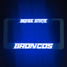 Load image into Gallery viewer, Boise-State-Broncos-LumiSign-License-Plate-Frame-Main-Night-Swatch