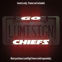 Load image into Gallery viewer, Go-Chiefs-LumiSign-license-plate-frame-main-night-picture