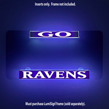 Load image into Gallery viewer, Go-Ravens-LumiSign-license-plate-frame-main-night-swatch