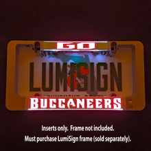 Load image into Gallery viewer, LumiSign-Go-Buccaneers-Bucs-Illuminated-License-Plate-Frame-Main-Black-Picture