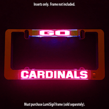 Load image into Gallery viewer, LumiSign-Go-Cardinals-Auto-Illuminated-License-Plate-Main-Black-Night-Swatch