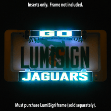 Load image into Gallery viewer, LumiSign-Go-Jaguars-Illuminated-License-Plate-Frame-Night-Picture