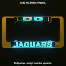 Load image into Gallery viewer, LumiSign-Go-Jaguars-Illuminated-License-Plate-Frame-Night-Swatch