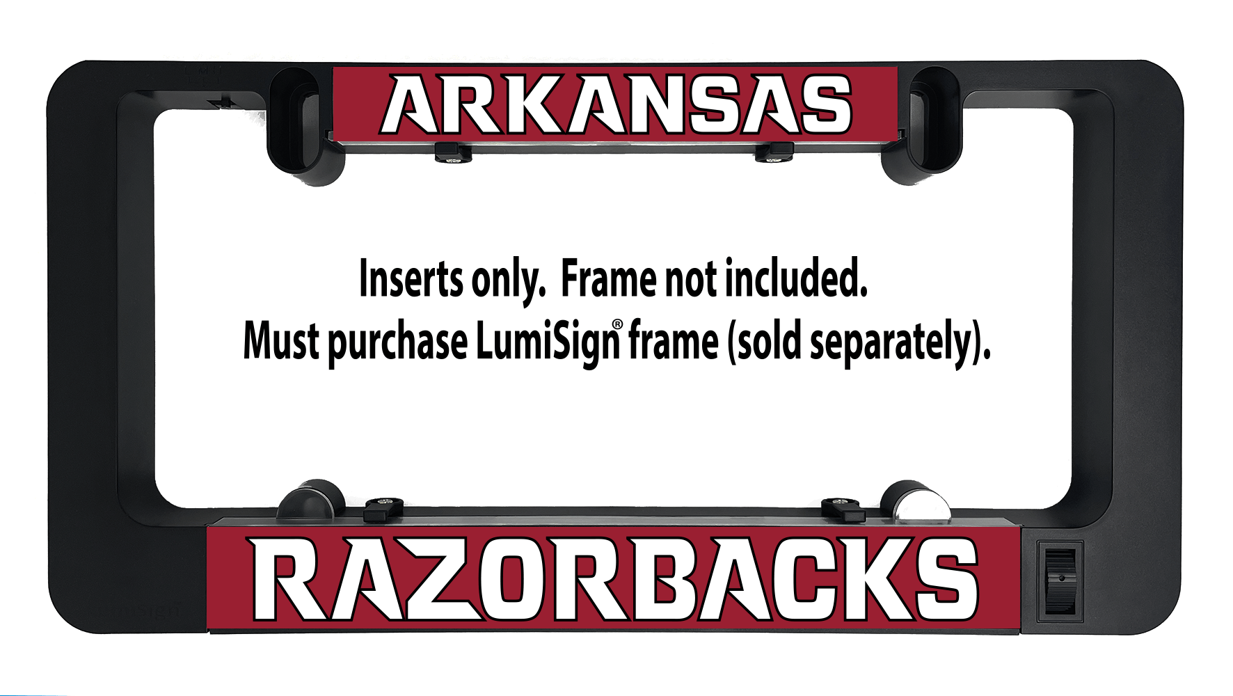 Arkansas Razorbacks License Plate Frame - Official NCAA Black Metal Frame