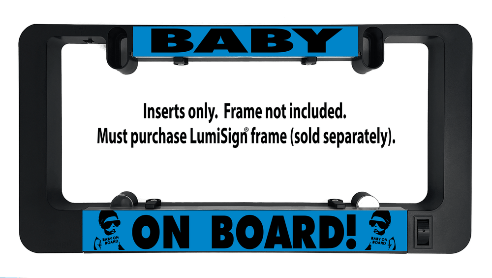 Baby Boy On Board sign inserts with blue "ON BOARD!" strip; inserts only