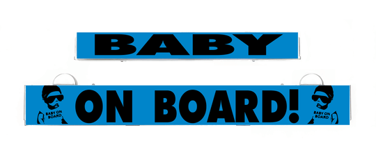 Baby Boy On Board sign inserts, blue "BABY" and "ON BOARD!" text panels