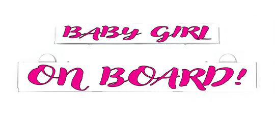 LumiSign baby girl on board insert with pink neon lettering on light backing