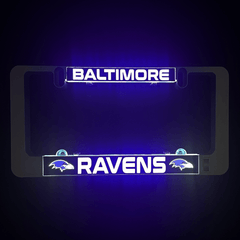 LUMISIGN frame with Baltimore Ravens logo light insert, glowing blue