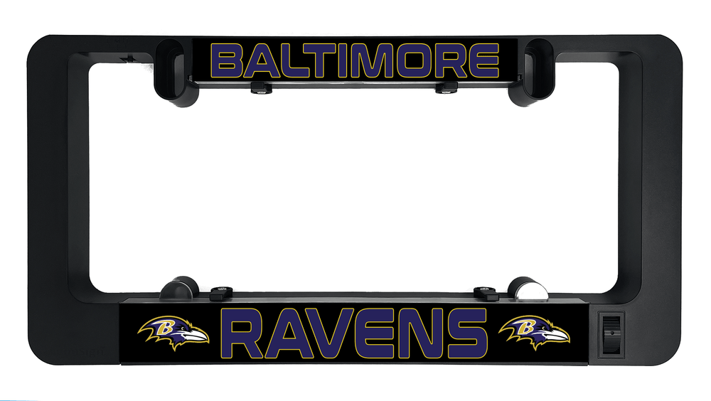 Baltimore Ravens light-up insert bar with BALTIMORE word and team logos in black frame
