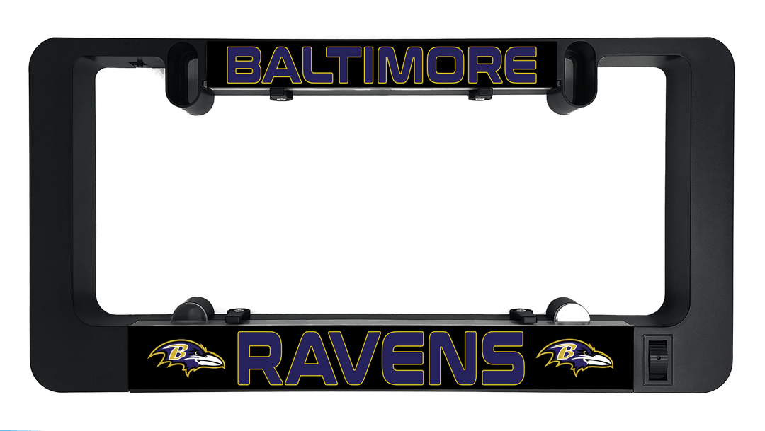 Baltimore Ravens light-up insert bar with BALTIMORE word and team logos in black frame