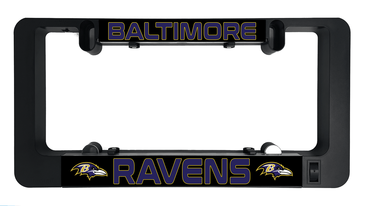 Baltimore Ravens light-up insert bar with BALTIMORE word and team logos in black frame
