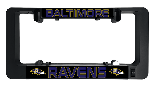 Baltimore Ravens light-up insert bar with BALTIMORE word and team logos in black frame
