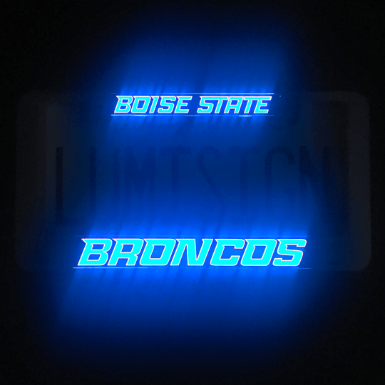 Blue backlit Boise State Broncos LumiSign insert with BOISE STATE and BRONCOS