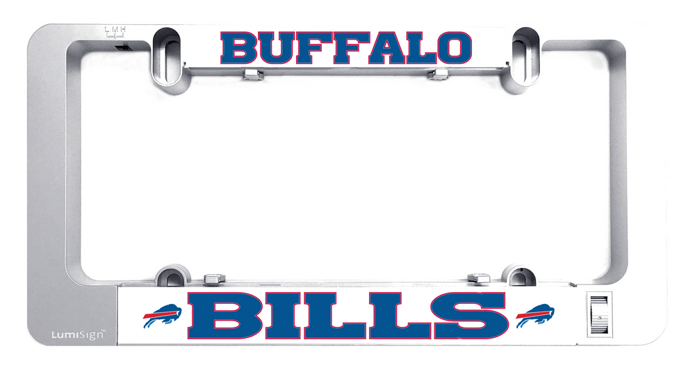 LumiSign frame with gray border and BILLS logo insert, front view