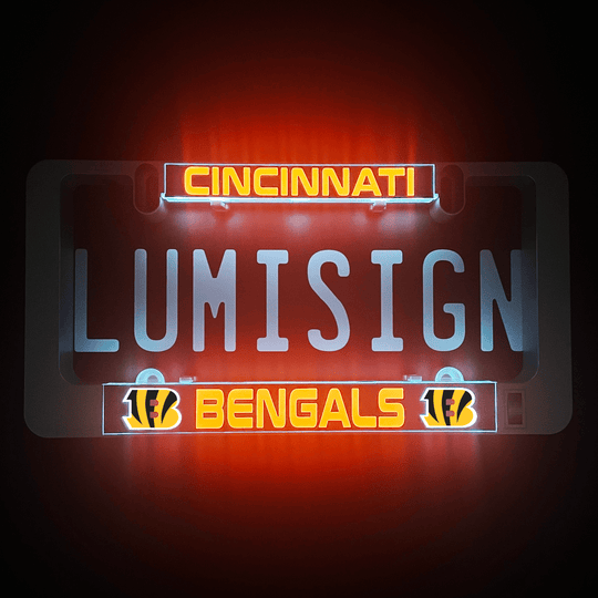 Illuminated Cincinnati Bengals LumiSign insert with glowing red and blue text
