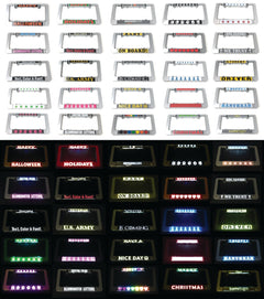 Assorted LumiSign insert slides with different colored LED text designs