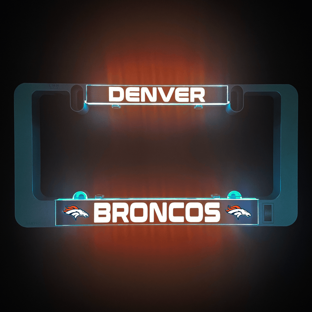 LUMISIGN frame insert with Denver Broncos logo and illuminated DENVER text