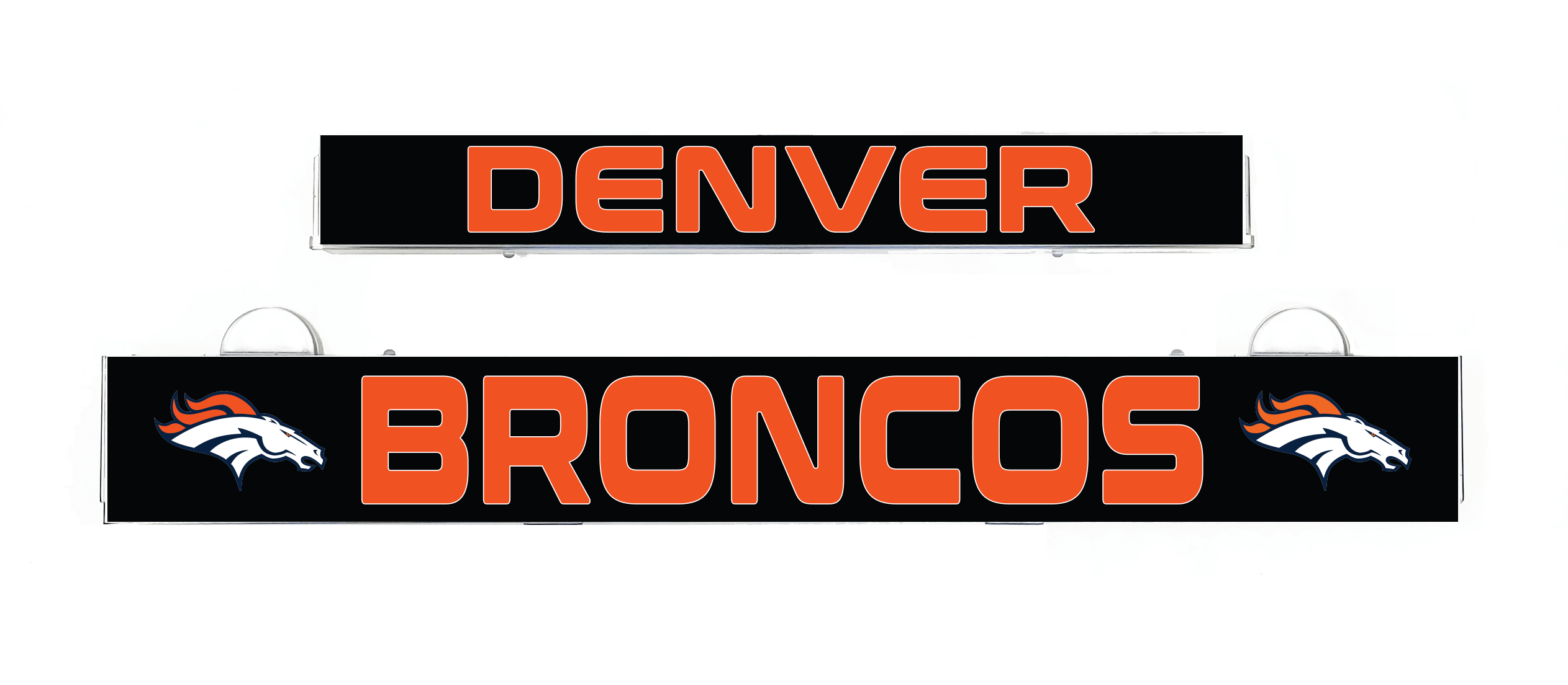 Denver Broncos LumiSign insert with DENVER and BRONCOS text in orange and blue
