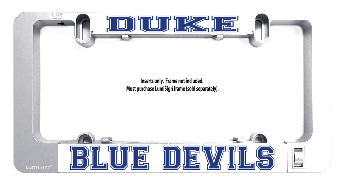 LumiSign insert with BLUE DEVILS logo in a gray frame holder (inserts only)