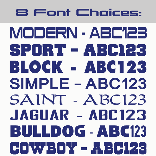 Font choice chart with large blue &