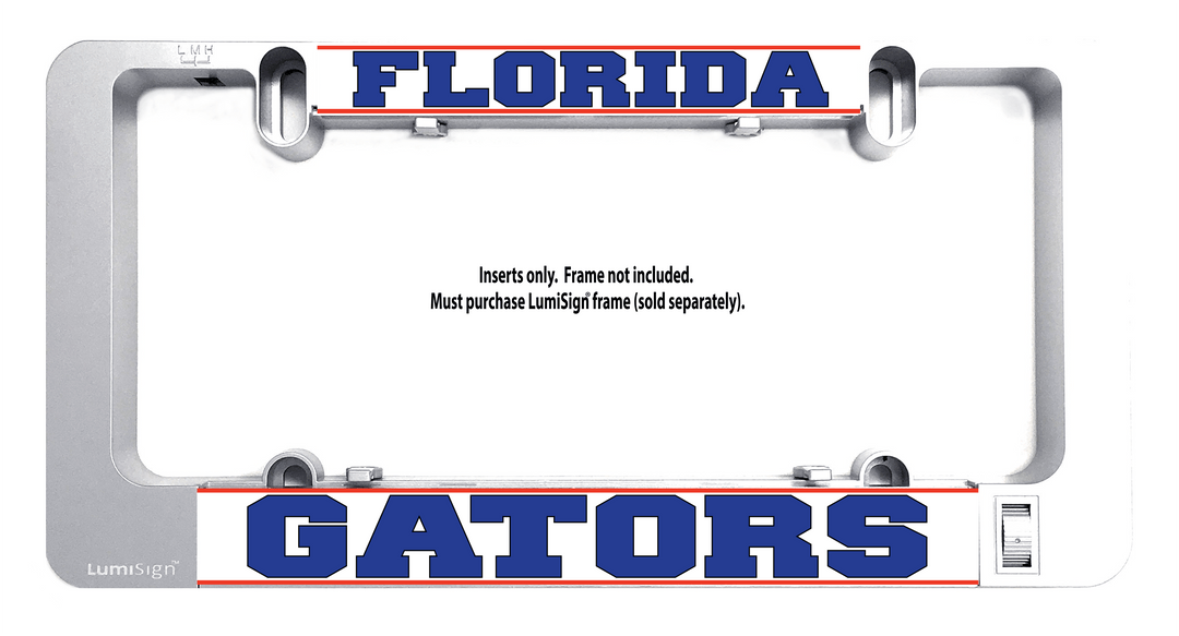 Florida Gators LumiSign insert banner with blue GATORS block letters on clear backing