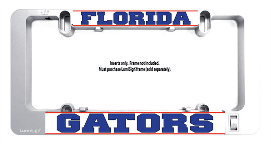 Florida Gators LumiSign insert banner with blue GATORS block letters on clear backing