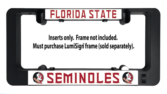 LumiSign frame holding Florida State Seminoles inserts; inserts-only instructions