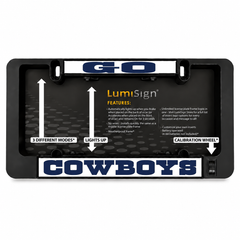 Black LUMISIGN license-plate frame with insert display and control panel