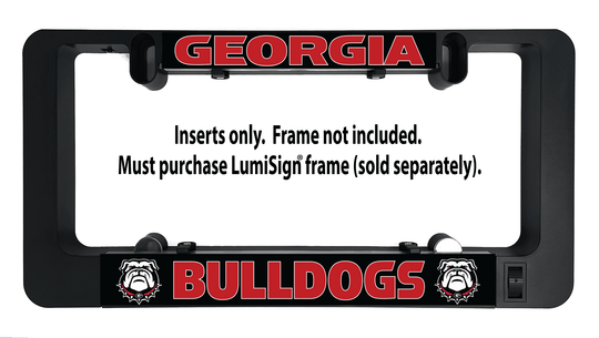 LumiSign insert only showing Georgia Bulldogs logo and note: frame not included.
