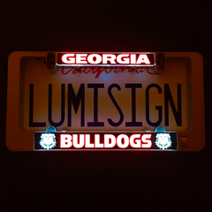 Georgia Bulldogs LumiSign insert glowing with Georgia header and Bulldogs logo.