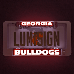 LumiSign insert glowing with Georgia and Bulldogs logos and large 'LUMISIGN' text.