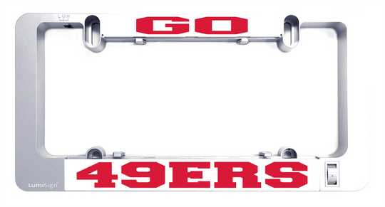 Grey LUMISIGN frame with empty window and 49ERS light-up insert