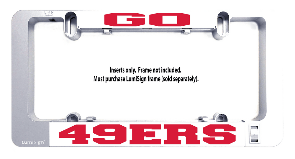 LumiSign GO 49ERS insert with metal mounting frame, red 49ERS lettering