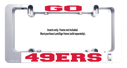 LumiSign GO 49ERS insert with metal mounting frame, red 49ERS lettering