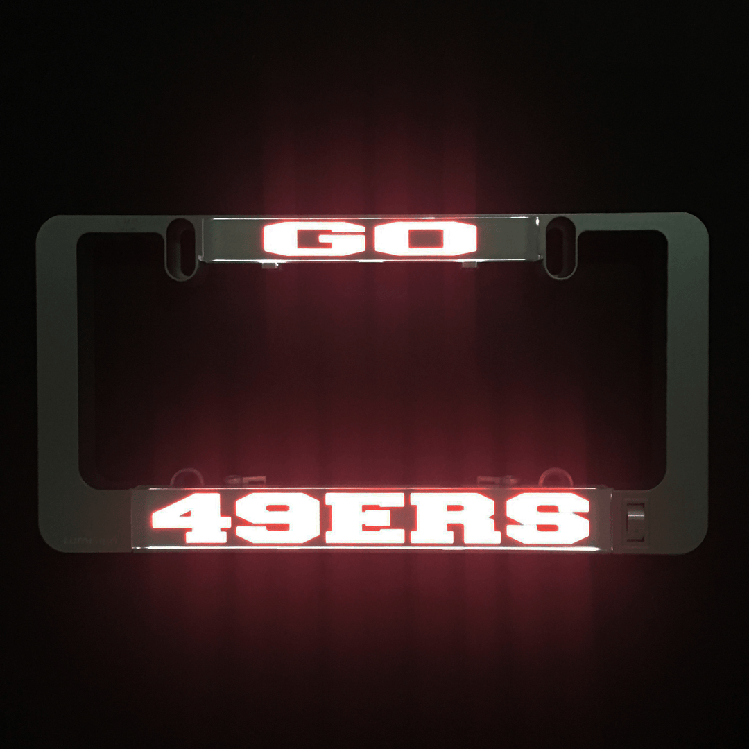 LUMISIGN frame with lit 49ERS insert, red outline letters
