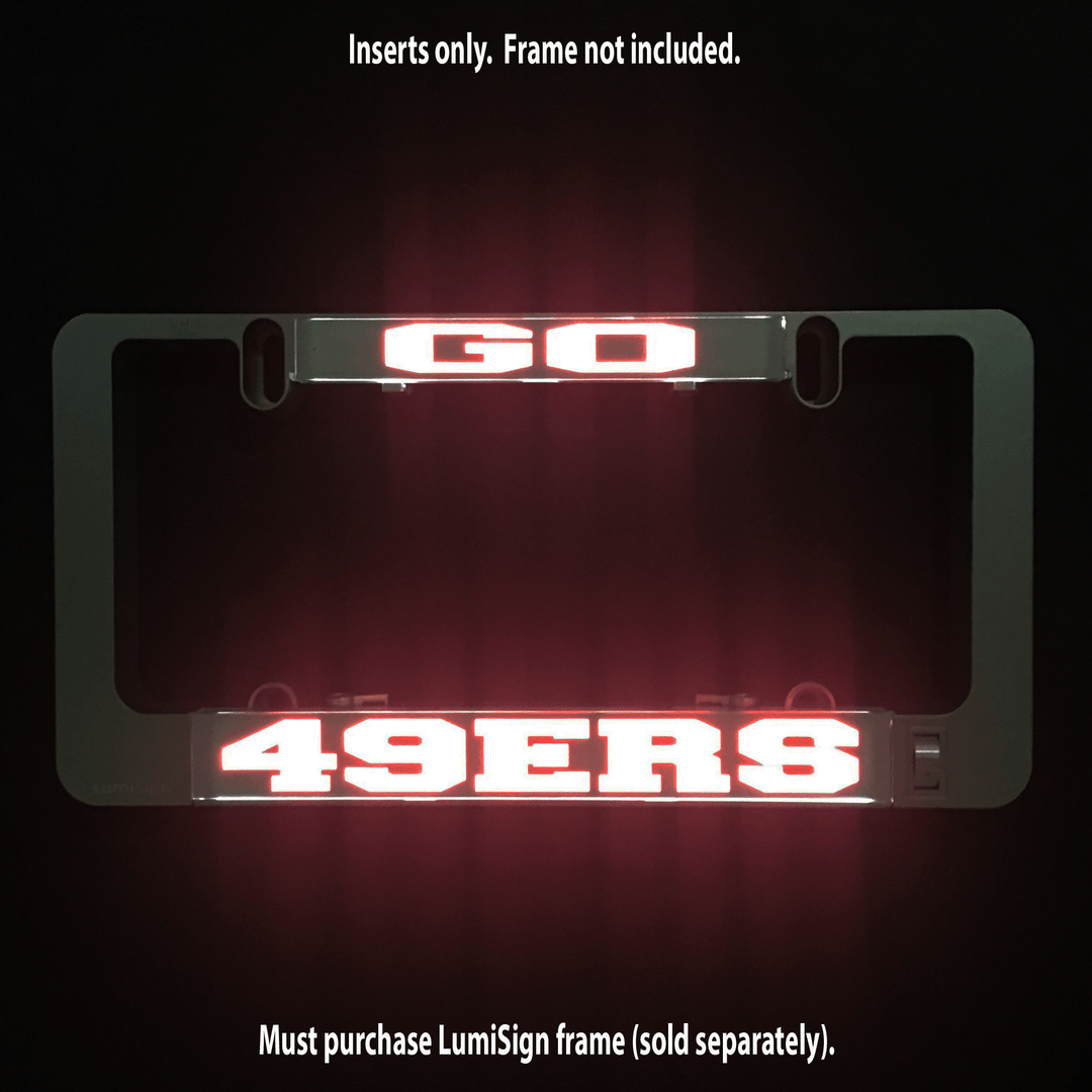 LumiSign GO 49ERS insert glowing red 49ERS lettering on dark panel