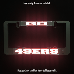 LumiSign GO 49ERS insert glowing red 49ERS lettering on dark panel
