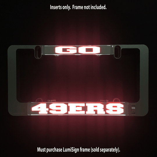 LumiSign GO 49ERS insert glowing red 49ERS lettering on dark panel