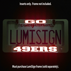 LumiSign GO 49ERS insert, glowing 49ERS design with “LumiSign” text