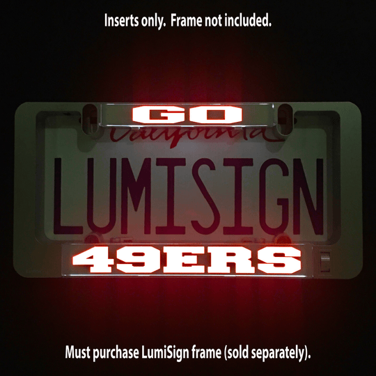 LumiSign GO 49ERS insert, glowing 49ERS design with “LumiSign” text