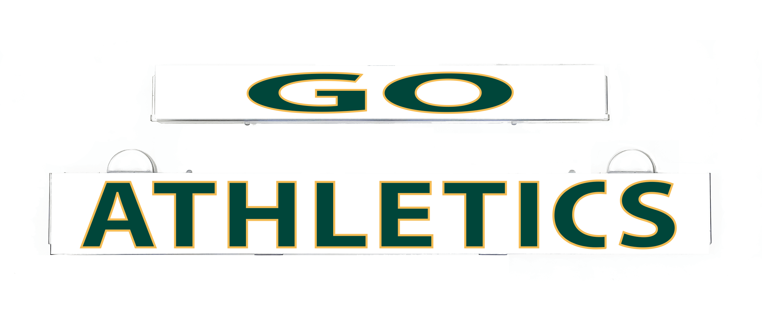 GO ATHLETICS light-up insert sign with GO logo and ATHLETICS lettering