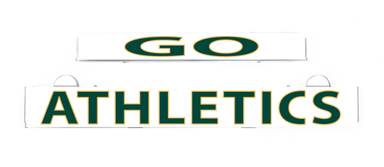GO ATHLETICS light-up insert sign with GO logo and ATHLETICS lettering