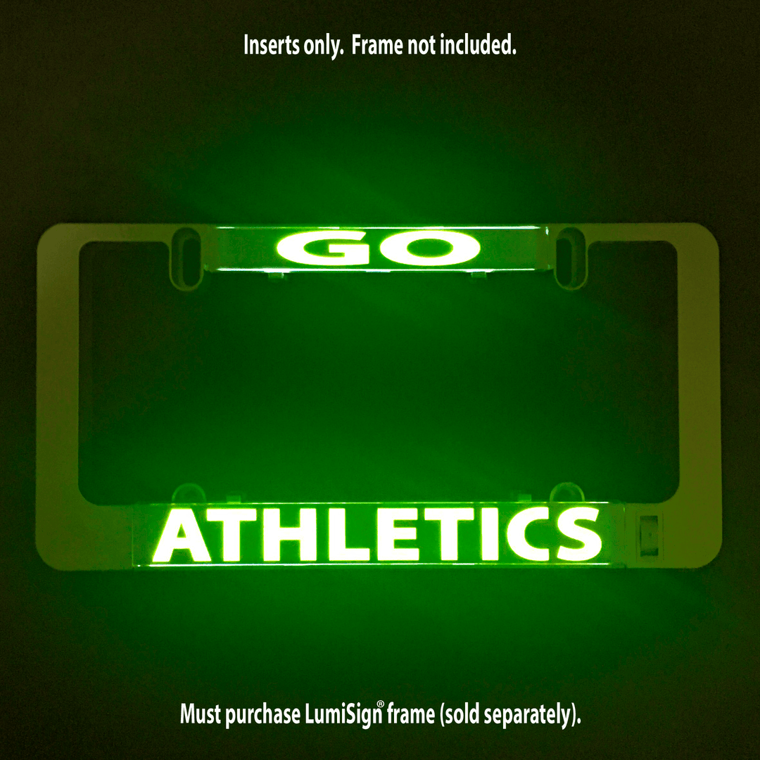 Green glowing GO ATHLETICS light-up insert with GO header and ATHLETICS text