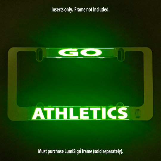 Green glowing GO ATHLETICS light-up insert with GO header and ATHLETICS text