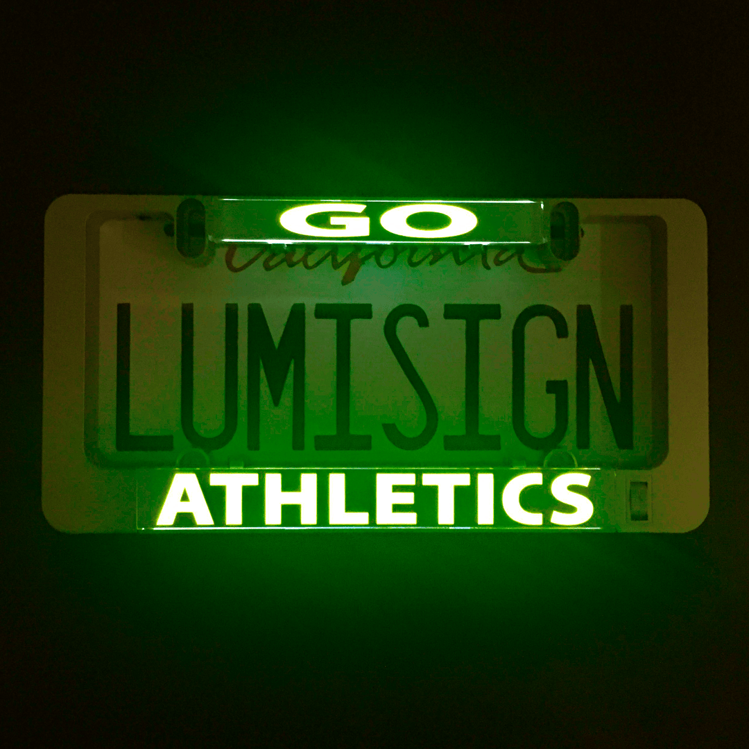 LumiSign light-up insert with glowing GO and ATHLETICS lettering