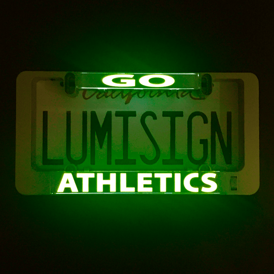 LumiSign light-up insert with glowing GO and ATHLETICS lettering