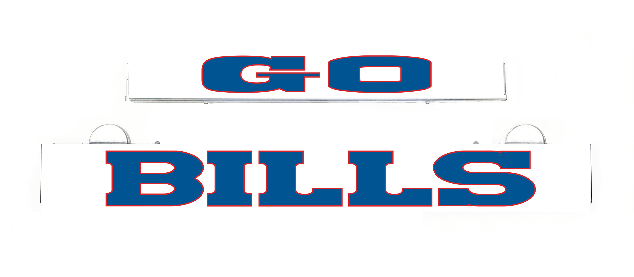 LumiSign school spirit insert with GO and BILLS lettering in red and blue
