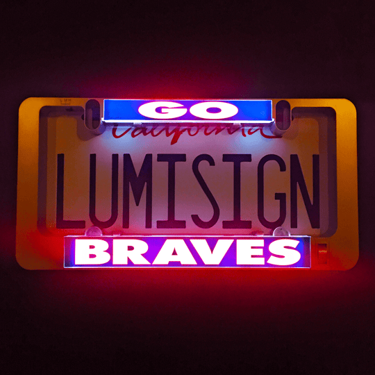 LumiSign GO BRAVES insert with glowing GO logo and blue BRAVES lettering