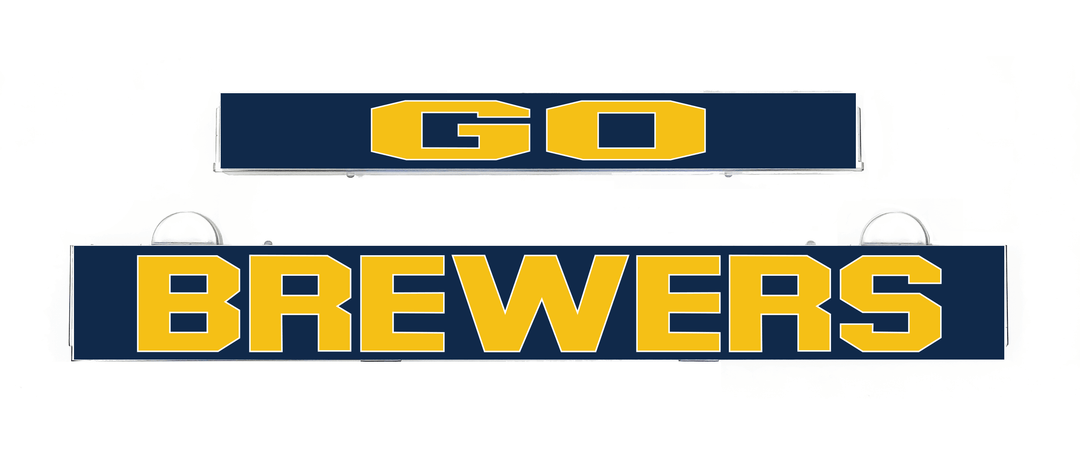 LumiSign GO Brewers display inserts with blue and yellow lettering