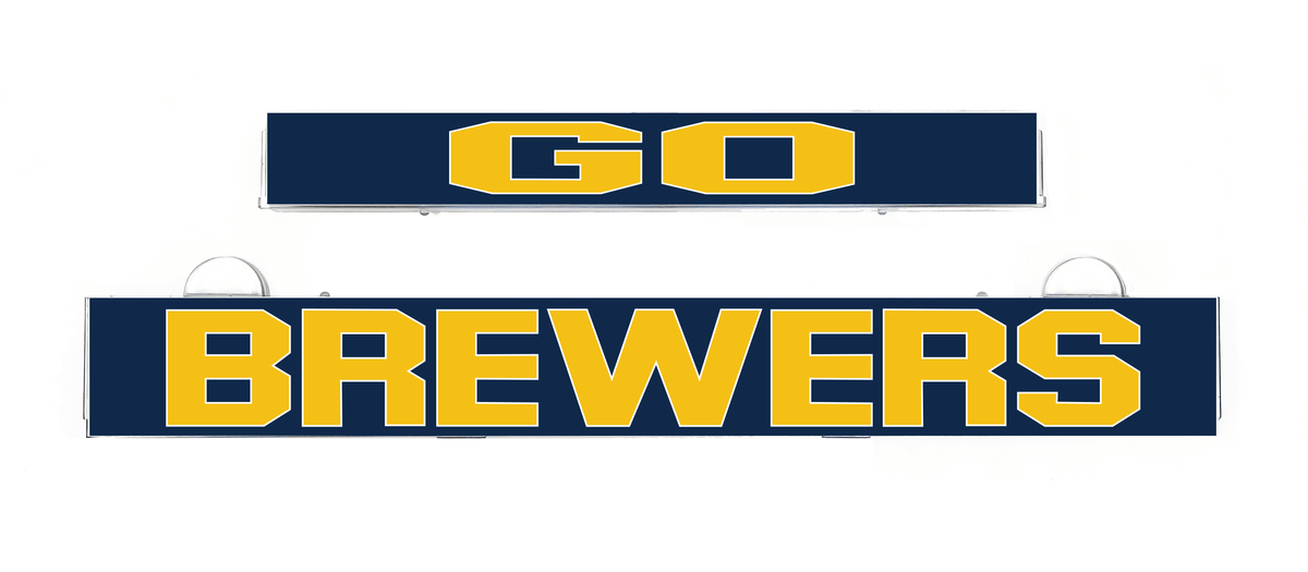 LumiSign GO Brewers display inserts with blue and yellow lettering